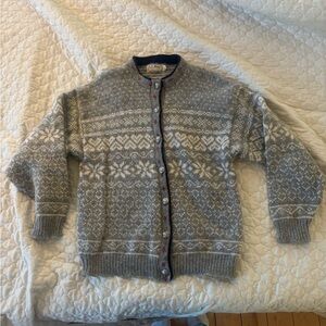 Vintage L.L. Bean Womens Button Up Wool Sweater Size L USA Made Fair Isle Nordic
